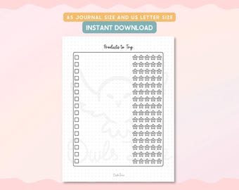 Products To Try Printable Journal Pages, Product Tracker, Product Rating Chart, Planner Insert, Bullet Journal, A5 Letter Size