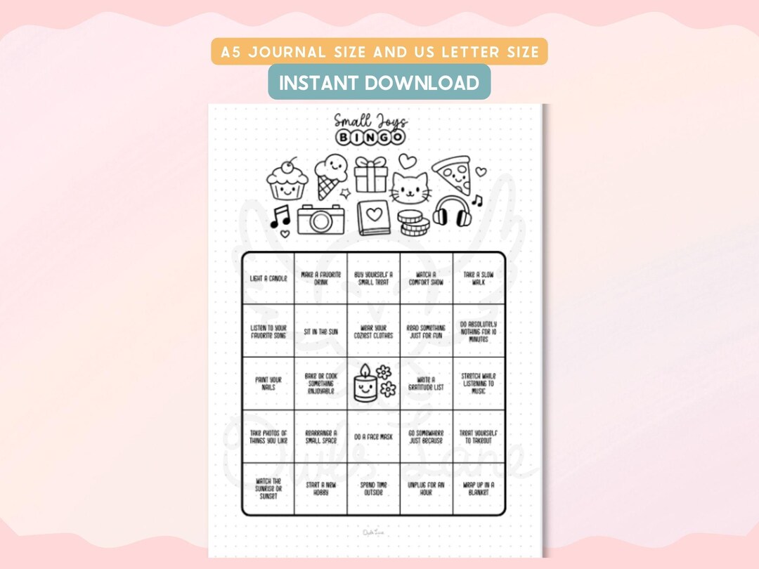 Small Joys Bingo Printable Journal Pages | Happiness Tracker Planner ...