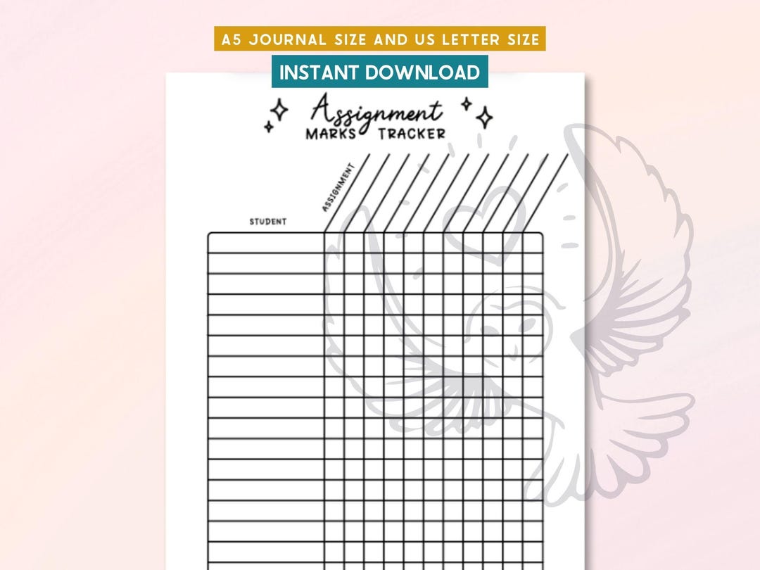Assignment Marks Tracker Printable, Grade Tracker, Student Planner ...