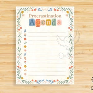 Procrastination Agenda Notepad Floral • Funny Office Notepad • Desk Notepad • To Do List • Office Gift • Memo Pad • Coworker Gift