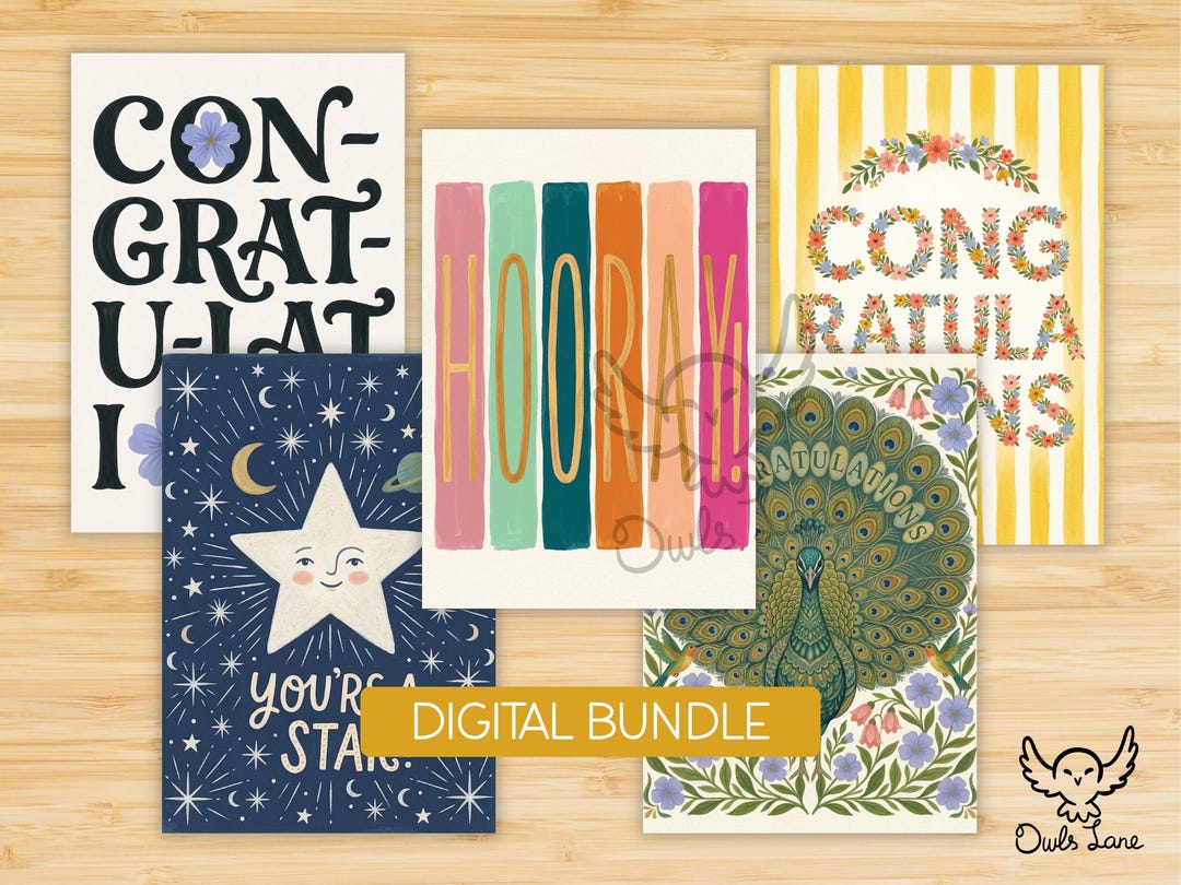 Congratulations Cards Digital Bundle Printable Journal Page • Greeting
