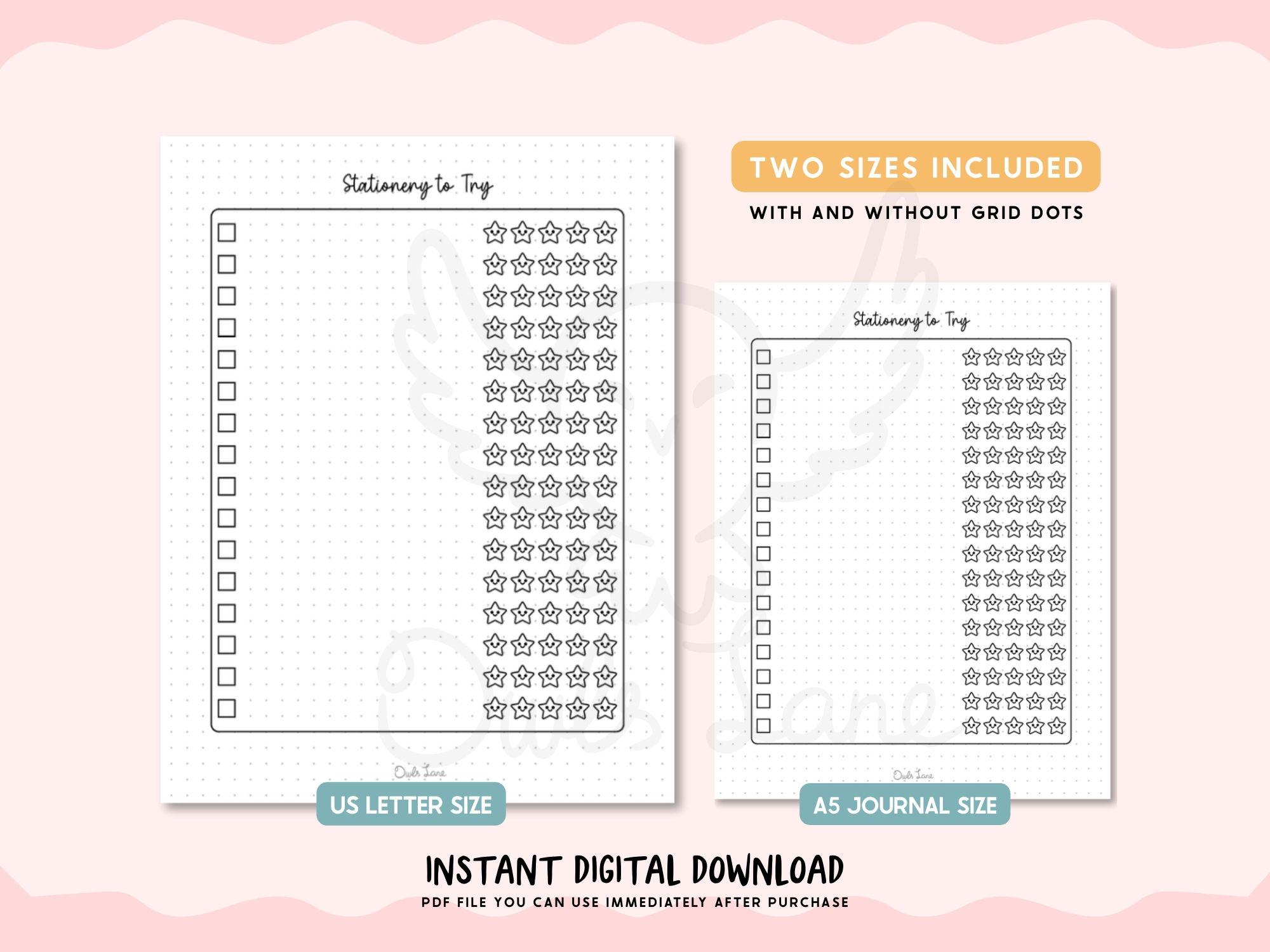 Stationery to Try Printable Journal Pages, Stationery Tracker, Product ...