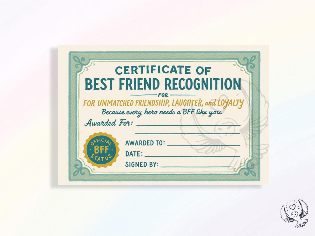 Notepad Certificate of BFF Recognition • Funny Best Friend Gift • Cute ...