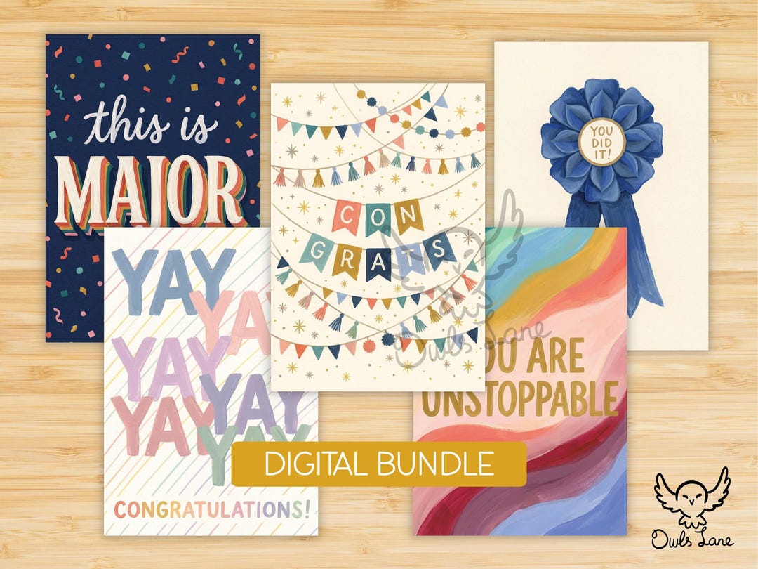 Congratulations Cards Digital Bundle Printable Journal Page • Greeting