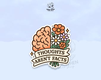 Thoughts Aren't Facts Sticker, Mental Health and Recovery Stickers, CBT Cognitive Behavioral Vinyl Stickers Die-cut Laptop, Meme Stickers