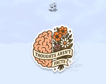 Thoughts Aren't Facts Sticker, Mental Health and Recovery Stickers, CBT Cognitive Behavioral Vinyl Stickers Die-cut Laptop, Meme Stickers