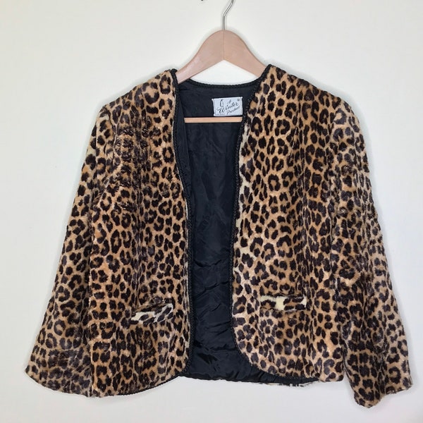 size medium authentic true vintage 60s leopard print bolero style jacket "A Winter Product"