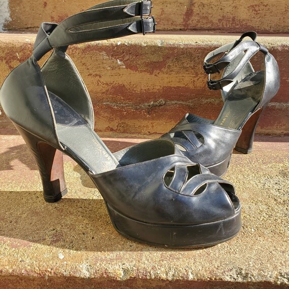 dark grey platform heels