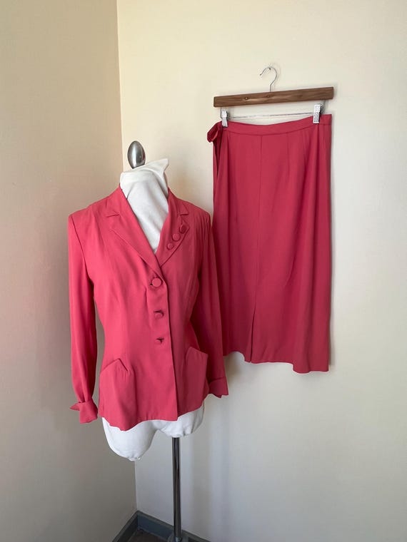 40s USA古着 レディース ピンク ジャケット レトロ vintage USA VINTAGE 1940's S.PINK ZIPPER JACKET w/ FRILL PEPLUM 40