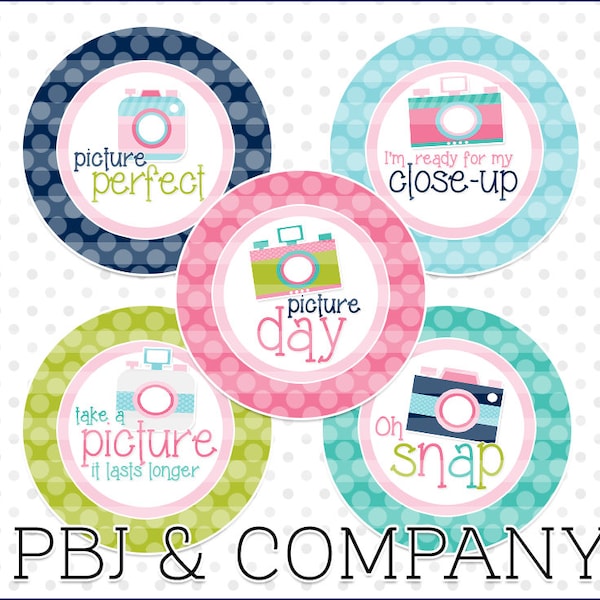 Picture Day - Photography Bottle caps - 4x6 Digital 1" Inch Bottle Cap Image/Digital Collage sheet INSTANT DOWNLOAD