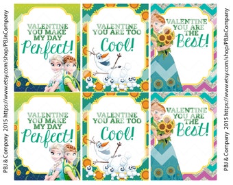 Frozen Printable Valentine's Day Cards Digital File | Etsy