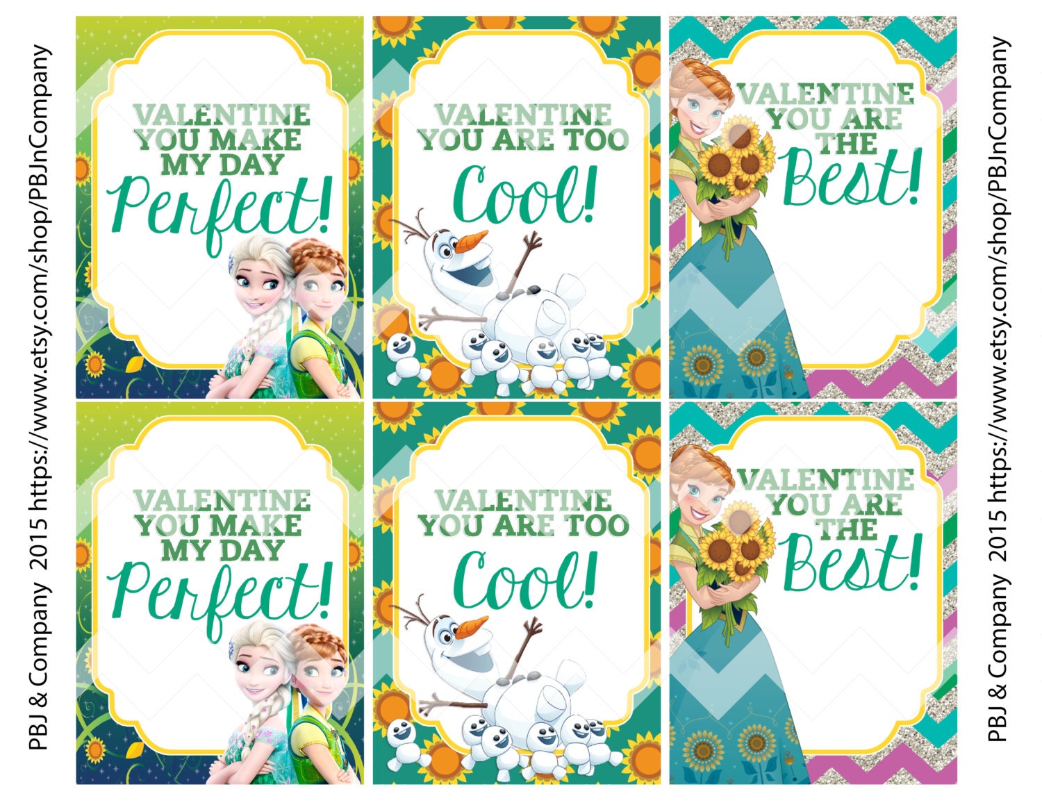 Frozen Fever Printable Valentine S Day Cards Digital File Etsy