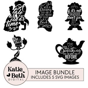 Princess SVG File: Tale as Old as Time Quote - Cricut, Silhouette (PNG, DXF Files)