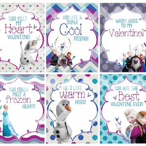 Frozen imprimible San Valentín tarjetas archivo digital