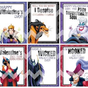 Villains printable Valentine&#39;s Day Cards
