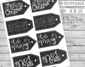 Printable Gift Tags - Holiday Gift Tags - Christmas Gift Tags - Chalkboard Tags - Gift Labels - Favor Tags - Instant Download