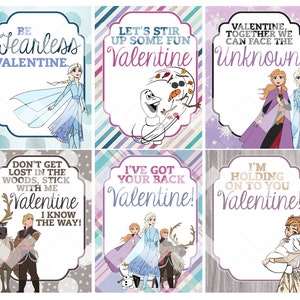 Frozen II Valentine&#39;s Day Cards Digital File, DIY, 8x10, Printable, Frozen 2