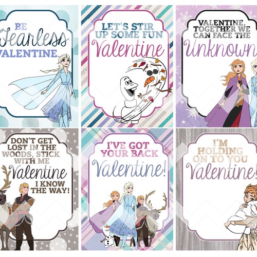 Frozen Printable Valentine's Day Cards Digital File - Etsy