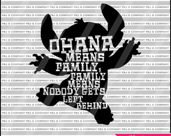 Ohana, Quote DIY Cutting File - SVG, PNG, jpeg, pdf Files - Silhouette Cameo/Cricut