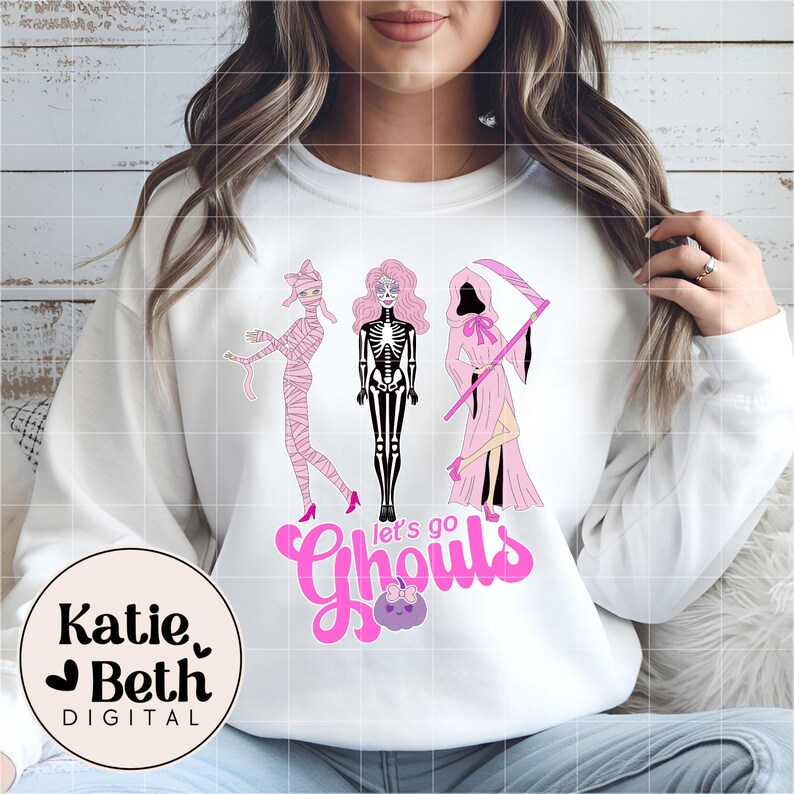 Preppy Pink Halloween PNG Bundle: Retro Spooky Clipart (Digital Download) image 7