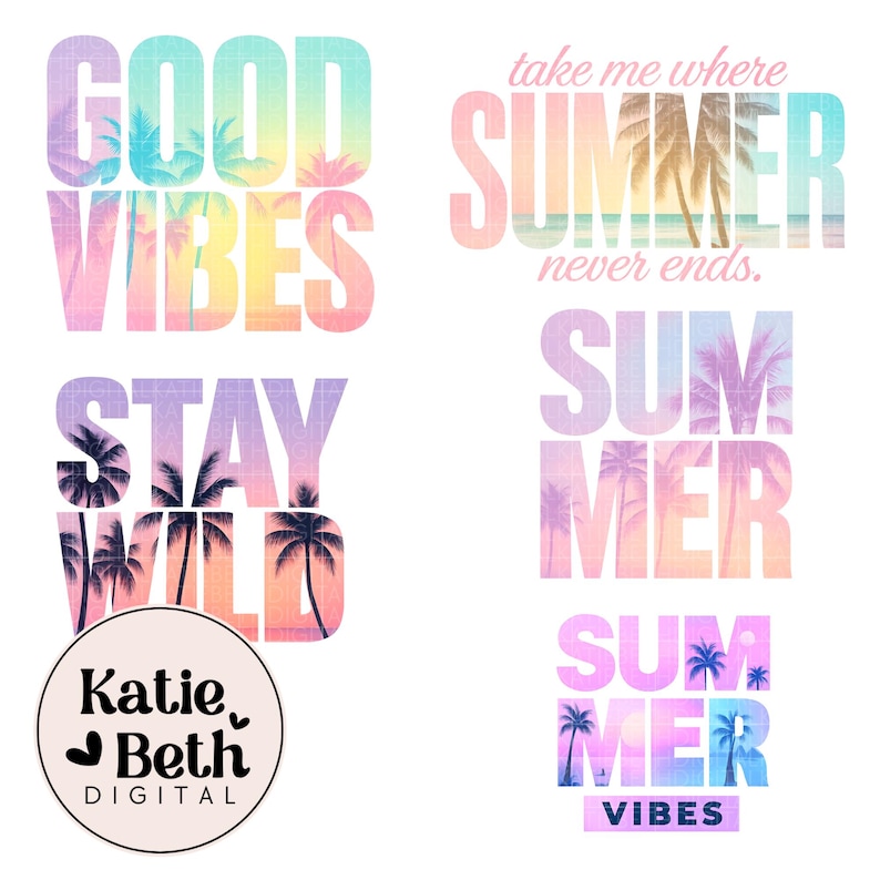Summer Vibes PNG Bundle, Tropical Palm Tree Shirt Designs, Vacation ...