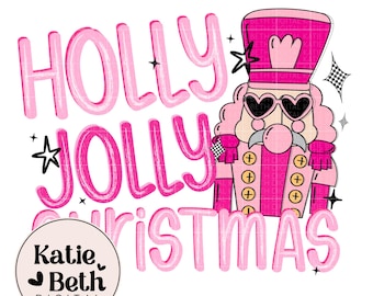 Preppy Pink Nutcracker PNG: Holly Jolly Christmas Clipart (Digital Download)