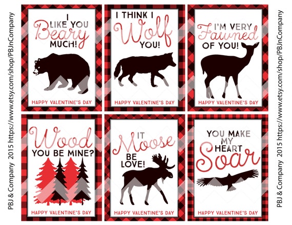 Woodland Friends Printable Valentine's Day Cards Digital