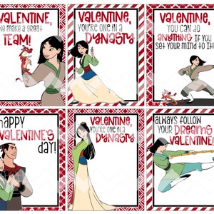 Mulan Valentinstag Karten digitale Datei, DIY, 8 x 10, druckbare