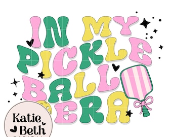 Retro Pickleball Design: Preppy Paddle Ball Clipart (PNG Digital Download)
