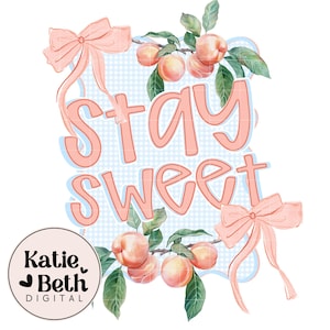 Peach Bow PNG: Gingham Summer Digital Download for Sublimation
