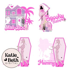 Preppy Pink Halloween PNG Bundle: Retro Spooky Clipart (Digital Download) image 4