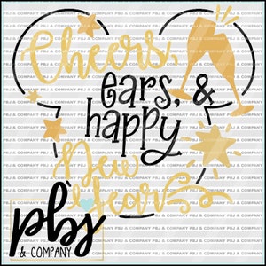 Cheers Ears New Year SVG, Quote DIY Cutting File - svg, png, dxf - Files Silhouette Cameo/Cricut