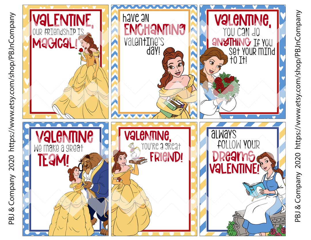 Princess Valentine's Day Cards Digital File, DIY, 8x10, Printable - Etsy