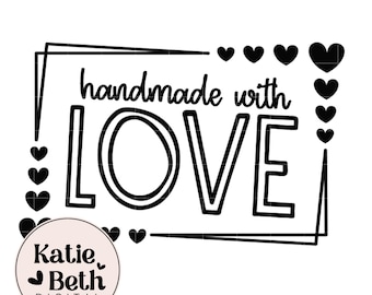 Handmade with Love PNG Stickers: Thermal Printer Labels (2.25” x 1.25” Digital Download