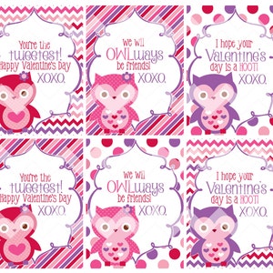 Owl Imprimable Valentine’s Day Cards Fichier numérique