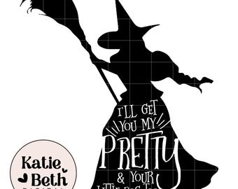 Strega cattiva, file di taglio fai da te con citazione - File SVG, PNG, dxf, pdf - Silhouette Cameo/Cricut