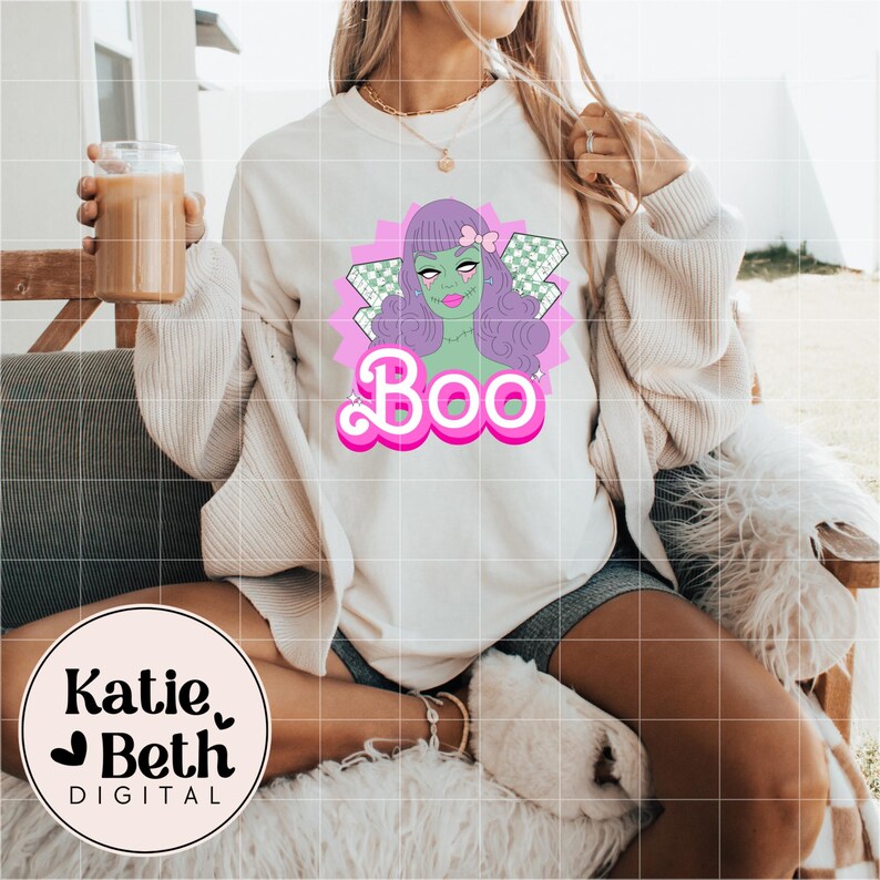 Preppy Pink Halloween PNG Bundle: Retro Spooky Clipart (Digital Download) image 8