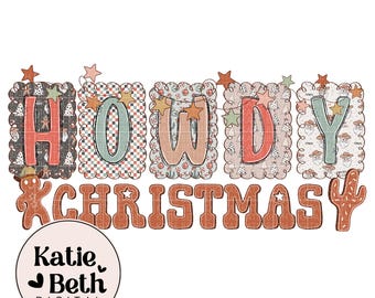 Howdy Christmas PNG: Cowboy Santa, Western Urlaub Clipart (digitaler Download)