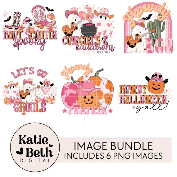 Howdy Halloween PNG Bundle: Cowgirl Ghosts & Pumpkins (Digital Download)