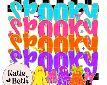 Neon Ghost PNG: Spooky Retro Halloween Clipart (Digital Download