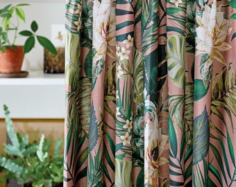 Boho Chic Curtains- Tropical Curtains- Tropical Decor- Floral Curtains- Tropical Flowers- Botanical Curtains- Boho Curtains- Lined Curtains