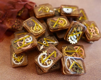 Steampunk Runes Norse Rune Set - Elder Futhark Runes - Steampunk Witch Gift - Divination Runes - Witch Rune Set - Blacksmith Runes