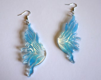 Enchanted Fairy Wing Drop Earrings, Crystal Resin Handmade Fairy Wing Earrings, Butterfly Wing Earrings, Cottagecore Earrings, Boho Earrings