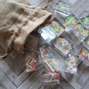 Holographic Norse Runes: Elder Futhark Set, Divination Witch Gift