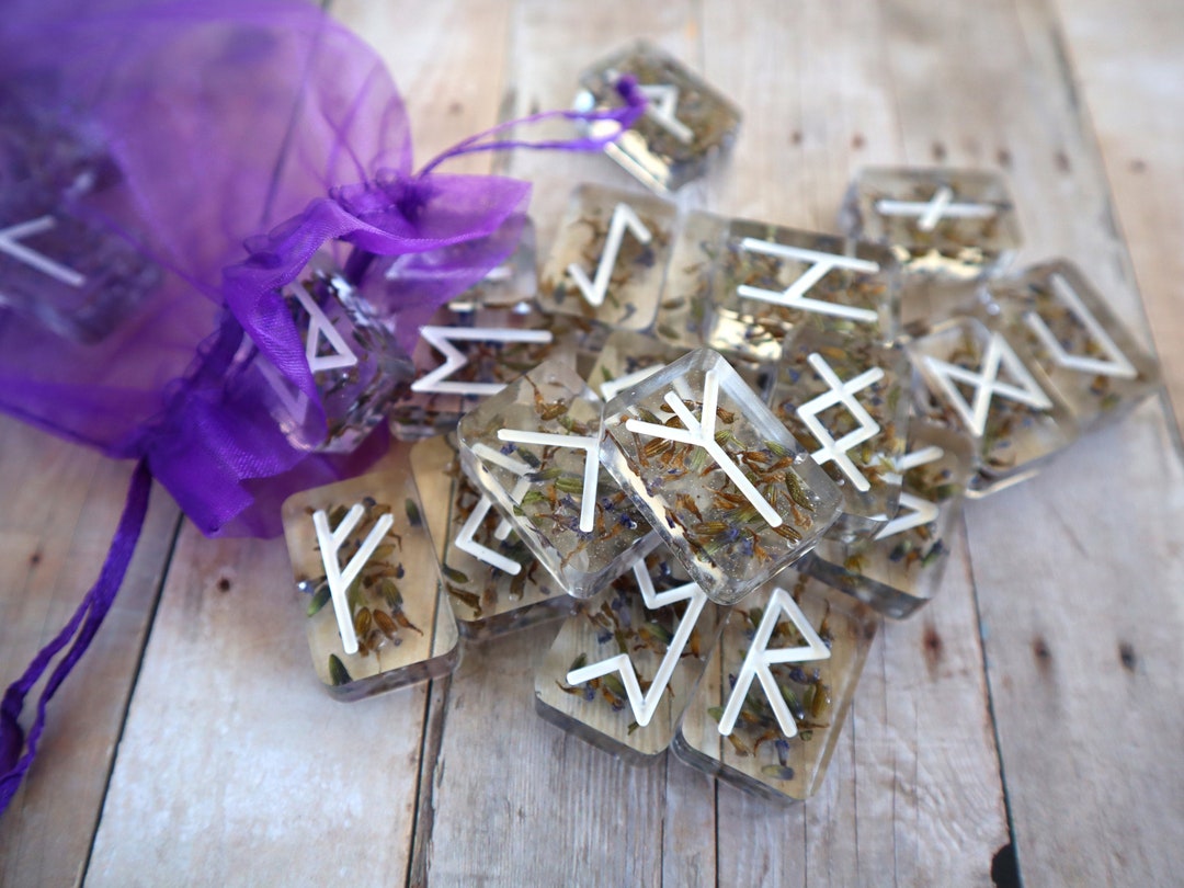 Lavender Runes Norse Rune Set - Elder Futhark Runes - Divination Runes ...