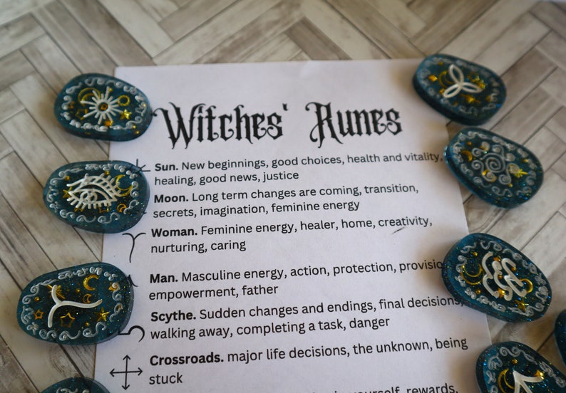 Cosmic Runes Witch Rune Set Divination Runes Witch Runes Cosmic Witch Gift Galaxy Runes Blue Runes Divination Witch Gift image 4