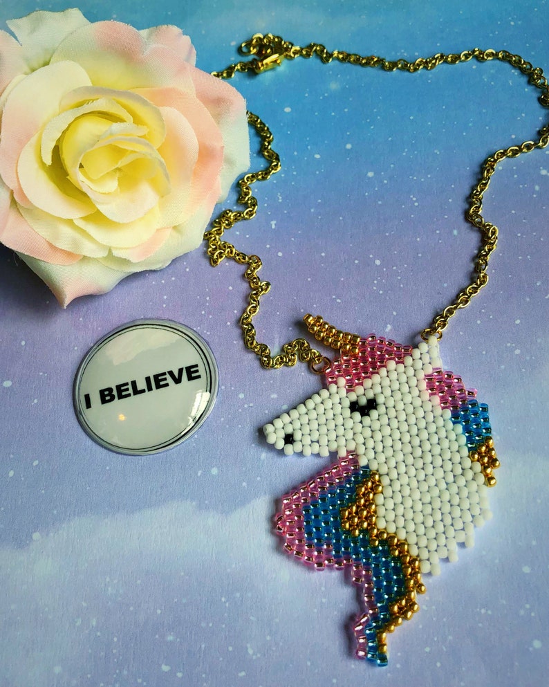 Unicorn Necklace Beaded Unicorn Boho Necklace Unicorn Etsy