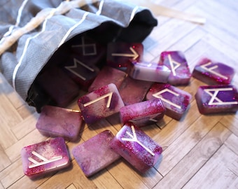 Purple Rune Set - Norse Rune Set - Divination Runes - Witch Rune Set - Purple Runes - Handmade Norse Divination Runes for Witches