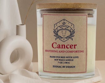 Cancer Birthdate Candle, Personalized Zodiac Soy Candle, Astrological Reading Candle, Custom Zodiac Scent Candle, Engraved Cancer Candle.