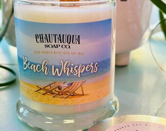 Vela con mecha de madera Beach Whispers